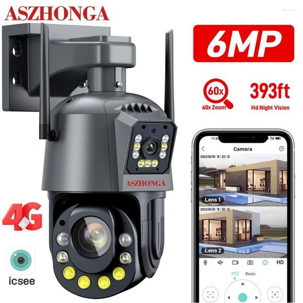 Cámara IP PTZ con tarjeta Sim, lente Dual, Zoom 60X, detección humana al aire libre, CCTV inalámbrico, vigilancia de seguridad, Audio bidireccional