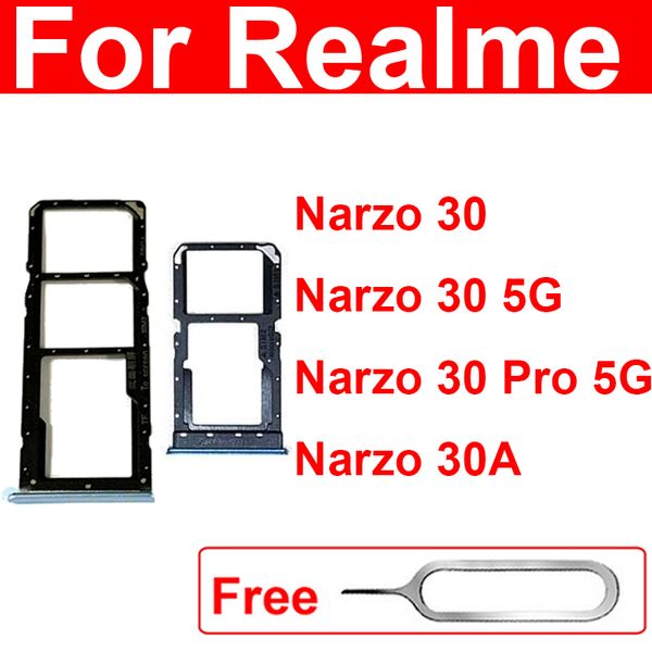 Pobite de carte SIM pour Realme Narzo 30 30pro Narzo 30A 4G 5G Double SIM Carte de carte Reader Slot Slot Remplacement Pièces