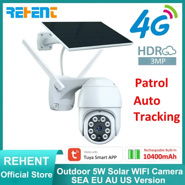SIM OUTDOOOR 5W SOLAR 10400MAH BATTERIE RECHARGÉable Tuya Smart Security 3MP Surveillance Auto Tracking Camera Band EU
