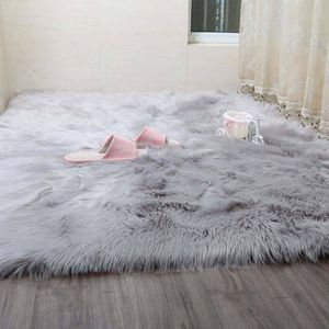 Simanfei tapis poilu nouvelle peau de mouton plaine fourrure peau moelleux chambre Faux tapis lavable artificiel Textile zone carré Rugs305z