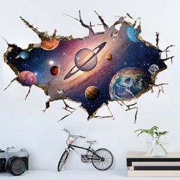 Simanfei espacio galaxia planetas pegatina de pared vinilo impermeable arte Mural calcomanía universo estrella papel de pared decoración de habitación de niños 201106256f