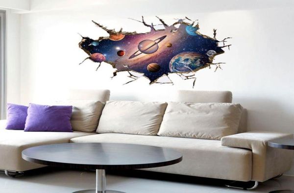 Simanfei space galaxy planètes sticker mural 2019 imperméable art mural décale univers star papier peint papier kid room décore lj2011286352453