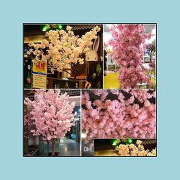 Simumated Cherry Blossom Kunstplanten Decoratieve bloemen Woondecoratie Zijde Cherrys Blossoms Bouquet Bruiloft Festival Drop Levering 202