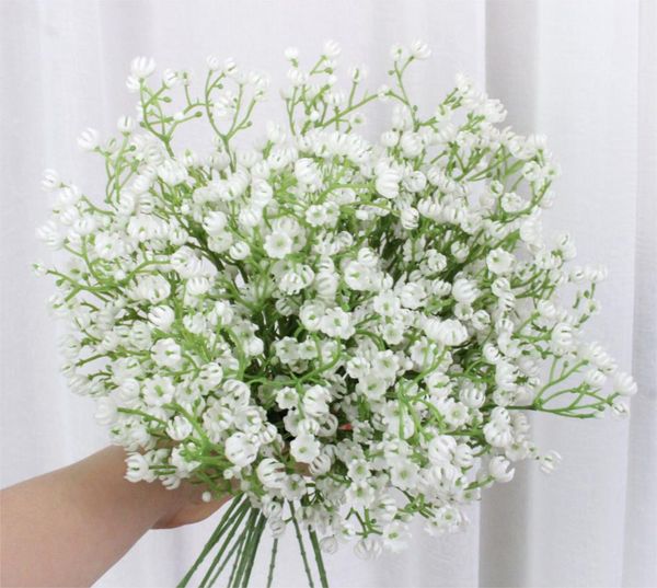 100pic 81head flores artificiales rústicas blanco Gypsophila falso ramo de plástico para novia boda hogar DIY decoraciones mantianxing