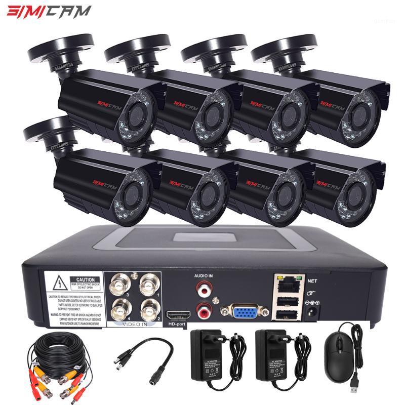 Simicam 8ch 4ch 720p / 1080p AHD Säkerhetskamera CCTV System DVR-kit CCTV Vattentät Utomhus Hem HDVIDEO SURVELLANCE SYSTEM HDD1