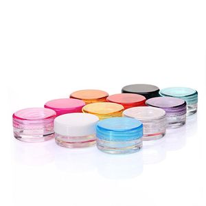 Mini pots en verre similaires 3g 5g pots cosmétiques vides PS pots de crème à fond rond avec plusieurs couleurs pour choisir Gtnbs