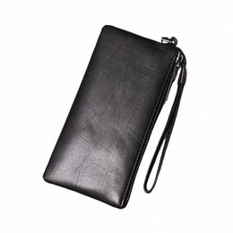 SIMLINE GOLINE Cuir Portefeuille pour hommes Mâles de vaches vaches vaches de vache masculines LG Hlipt Slim Clutch portefeuille Purse avec porte-carte PHE Bag B19E #