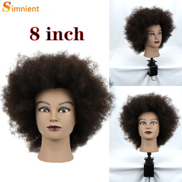 Simnient Afro Mannequin Heads con cabello 100% humano real para el cabello trenzado Peinado Peinados de peluquería Peinados ficticios