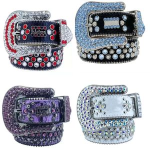 Simon BB Fashion Designer Belts For Men Women Glanzende diamant senior riem op zwart blauw wit multolour met bling steentjes als cadeau aaa rhinestes