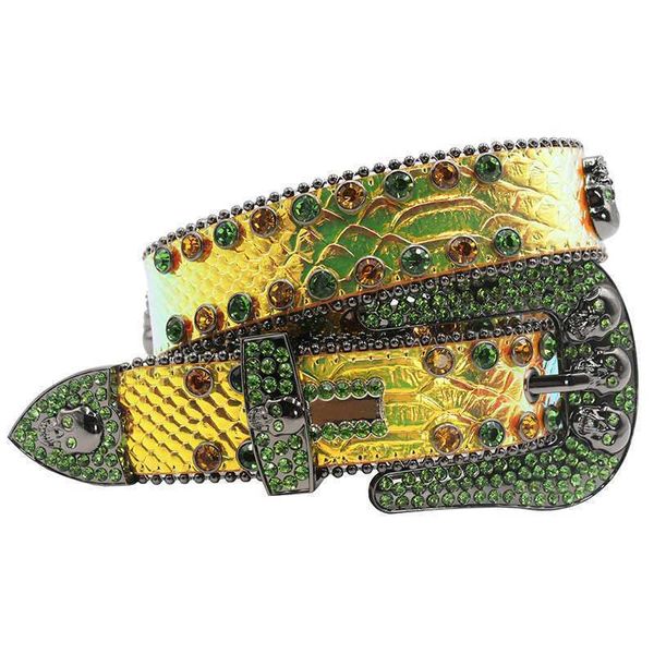 Simon Punk Bb Strass Riem Schedel Gesp Man Lederen Band Western Cowboy Y2K Meisjes Mode Riem voor Jeans Accessoires