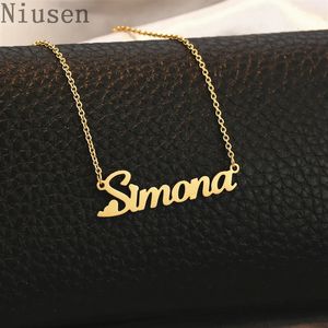 Collar SIMONA, collar personalizado de acero inoxidable con nombre, joyería personalizada, colgante de mujer mortal, placa con nombre, regalo 240221