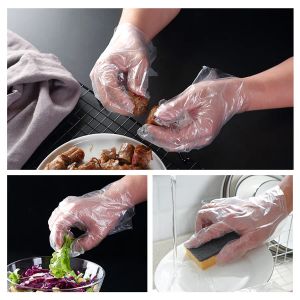 Simple 100 unids/bolsa guantes desechables de plástico guantes de preparación de alimentos para cocina, limpieza, manipulación de alimentos accesorios de cocina
