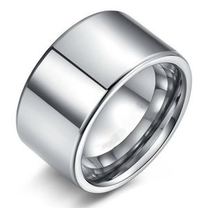 Eenvoudige 10 mm brede grote titanium stalen gezichtsring voor mannen Super brede zilveren kleur mannen grote vingerringen bruiloft sieraden