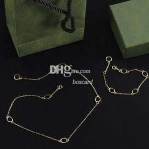 Eenvoudige 18K gouden ketens ketting armband stelt hoepel letter gouden armband hangers kettingen met doos