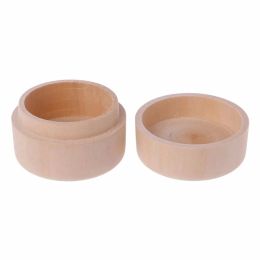 Eenvoudige 1pc draagbare vintage ronde natuurlijke houten sieraden opbergdoos ring oorbellen container opbergdoos nieuwe collectie
