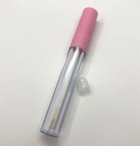 Simple 2.5ML Frosted Clear Vacío Brillo de labios Contenedores Tubo 3ML Tapa Bálsamo Tapa Cepillo Punta Aplicador Varita Tapones de goma para bricolaje Labio recargable