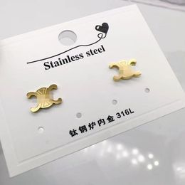 Eenvoudig 316L roestvrij staal 3 maten kleine middelste letter cl stud earring 18k rose goud zilveren studs oorbellen dames meisjes huwelijksfeest verjaardag cadeau sieraden