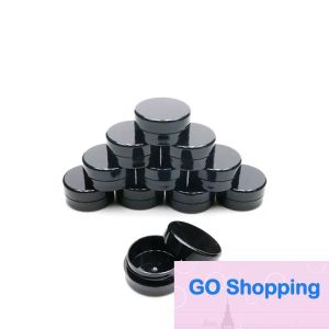 Eenvoudig 3gram cosmetisch monster lege pot plastic ronde pot zwarte schroefdop deksel, kleine kleine fles van 3 g, voor make-up, oogschaduw, nagels, poederverf