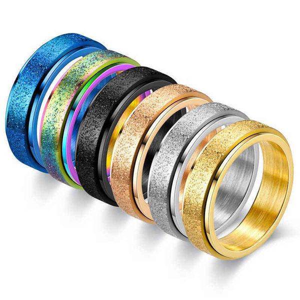 Anillos simples de acero inoxidable de 6MM para mujer, anillo de Metal de oro rosa esmerilado para mujeres y hombres, joyería para dedos exfoliantes, regalos de compromiso para parejas G1125