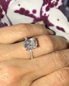 Simple 925 Diamant Blanc Argent standard Bague de fiançailles pour mariage de mariée princesse amour anneau Taille 6-10