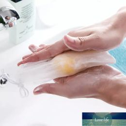 Pochette à savon en maille exfoliante Simple 9x12cm, filet à bulles en mousse, sac d'épurateur de bain, sacs à cordon de serrage