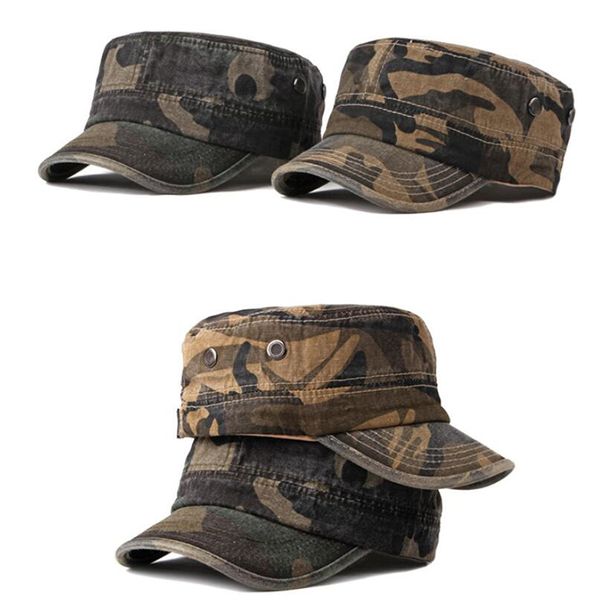 Sombreros de bola militares ajustables simples para hombre, sombrero plano de camuflaje, gorras de sol de algodón para hombres y mujeres