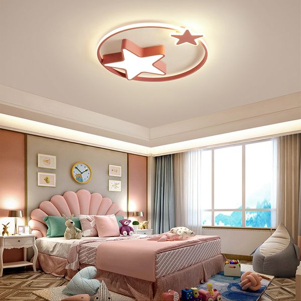 Simple et mignon chambre d'enfant lampe plafonnier garçon fille moderne LED dessin animé étoiles lampes et lanternes