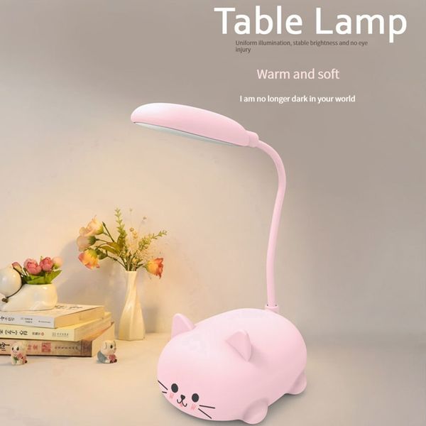 Lámpara de escritorio pequeña LED para niños con carga USB simple y linda, mini iluminación de escritorio para estudiantes, lámpara de escritorio con ajuste de manguera plegable