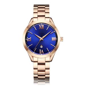 Eenvoudige en modieuze roestvrijstalen analoge quartz horloge dameskalender dames horloges kleur2