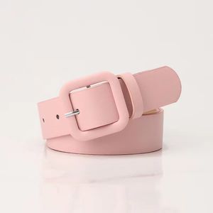 Ceinture Simple et haut de gamme, boucle carrée pour femme, couleur bonbon, décoration polyvalente, ceinture à la mode et élégante