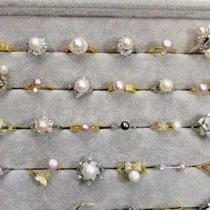 Bague ouverte en perles d'eau douce pour femmes, Simple et luxueuse, épaisse, couleur or, partie de préservation, Index ouvert, vente en gros, 709