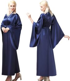 Eenvoudige Badjurk Dames Zijden Kimono Lang Gewaad Satijn Bruidsmeisje Bruiloft Nachtkleding Strandblouses Bikini Cover Up Plus Size