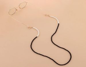 Simple perles noires lanière lunettes chaîne collier pour femmes blanc Imitation perle lunettes de lecture chaîne cou sangles lunettes 1258451