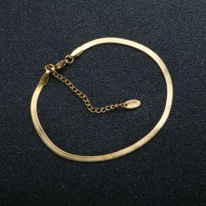 Eenvoudige Blade Chain 14k geel gouden enkelbandje voor vrouwen Vrouwelijke verstelbare Rop enkelbandje Hoge kwaliteit waterdichte fijne sieraden