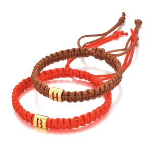 Eenvoudige gevlochten touw armbanden Moederdag cadeau aangepaste letter charme voor vrouwen gepersonaliseerde kralen instelbaar