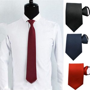 Simple bordeaux bleu marine noir stretch satin marié cravates plaine maigre pays mariage fête accessoires pour hommes pour les affaires sans cravate