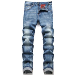 Simple Business Casual Jeans pour Hommes Slim Fit Coton Denim Pantalon Printemps Été Poche Brodé Pantalon Homme Vêtements E7r2