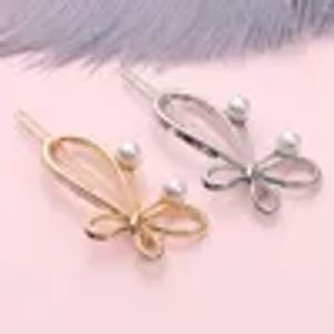 Pince à cheveux Simple en perles papillon pour femmes et filles, couleur or argent, épingle à cheveux, Barrettes, accessoires pour cheveux, bijoux de couvre-chef ZZ