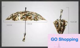 Eenvoudige camouflageparaplu Survival 98k Paraplu's met lange steel Halfautomatische opvouwbare zonnebrandcrème Vissen Wandelparaplu Gun Handle Paraplu's