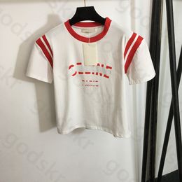 Camisa deportiva informal sencilla para mujer, camisa de manga corta a rayas de diseñador, blusa holgada y transpirable, Tops cortos