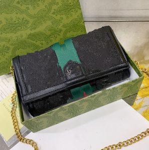Einfache Kettentasche, goldene Steckverschluss-Kupplung, klassischer Druck, lange Geldbörse für Damen