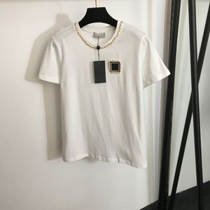 Eenvoudige ketting T-shirt Hip Hop Print Tees Dames merk Tops Luxe katoenen T-shirt Ademend Sneldrogend Tops Kleding