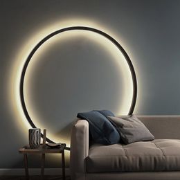 Eenvoudige Cirkel Achtergrond Decoratie Lampen Nieuwe Moderne LED Wandlampen Woonkamer Slaapkamer Nachtkastje Gang Gang Binnenverlichting
