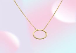 Eenvoudige cirkel hangers ketting eeuwigheid ketting Karma Infinity zilver goud minimalistische sieraden ketting sierlijke cirkel 9012364