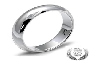 Riens simples de couple classique solide 925 Silver Silver Glossy Love Ring pour les femmes et les hommes Bijoux de mariage3259024