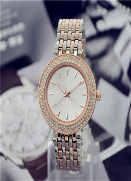 Estilo de diseño clásico simple Fashion Luxury Double Crystal Diamond Ma039am Relojes de cinturón de acero cuarzo grande dial dams cuarzo wa49257777777