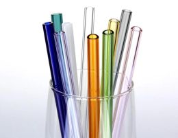 Pailles en verre à Cocktail Borosilicate de couleur Simple, longueur 20cm, détroit 8mm, paille à boire pour fête, livraison gratuite