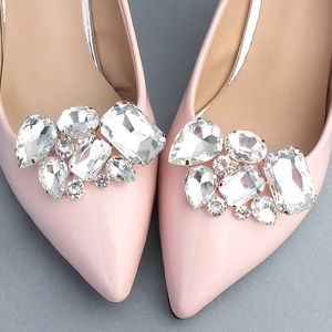 Simple Crystal Glass Stone Shoes Clips Accessories Wedding Bride Shoe Buckle for Women High Heels JCL001