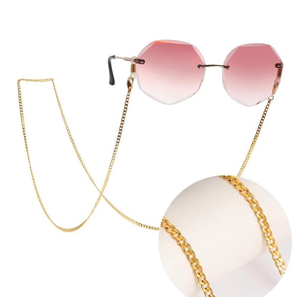 Cadena Simple de Eslabón cubano para gafas de hombre y mujer, cadena facial de acero inoxidable, soporte para gafas, cordones para gafas de sol