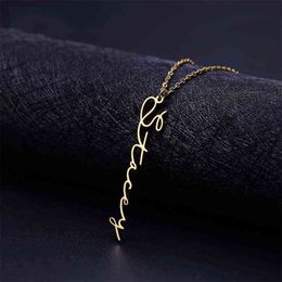 Simple Personnalisé Vertical Nom Pendentif Collier Personnalisé Bijoux Hommes À La Main Plaque Signalétique Pendentif Colliers Femmes Meilleur Ami Gif H1125